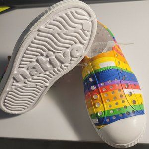 Kids Native Slip-on Shoes Rainbow Stripes Size 6